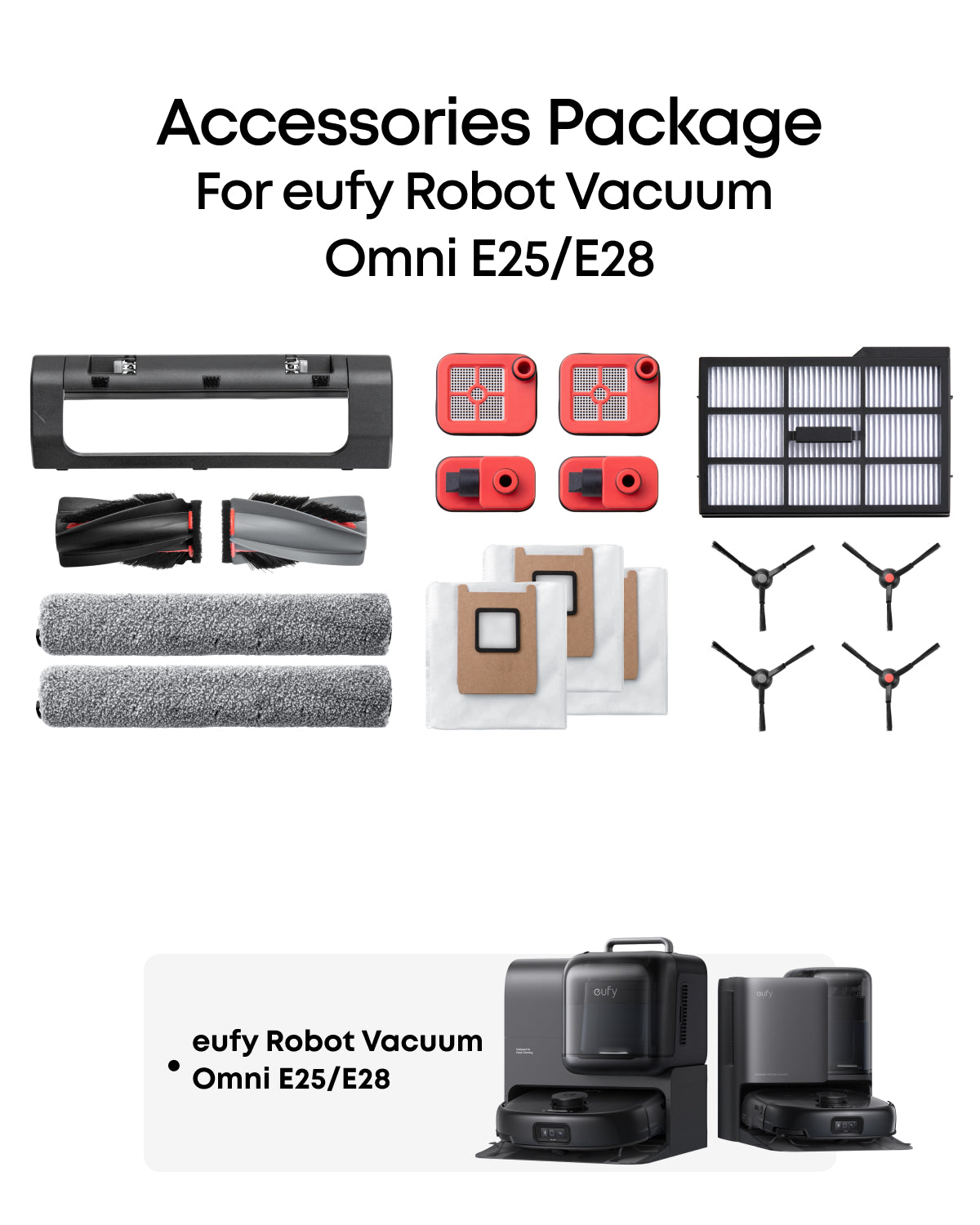Accessories Package for eufy Robot Vacuum Omni E25/E28