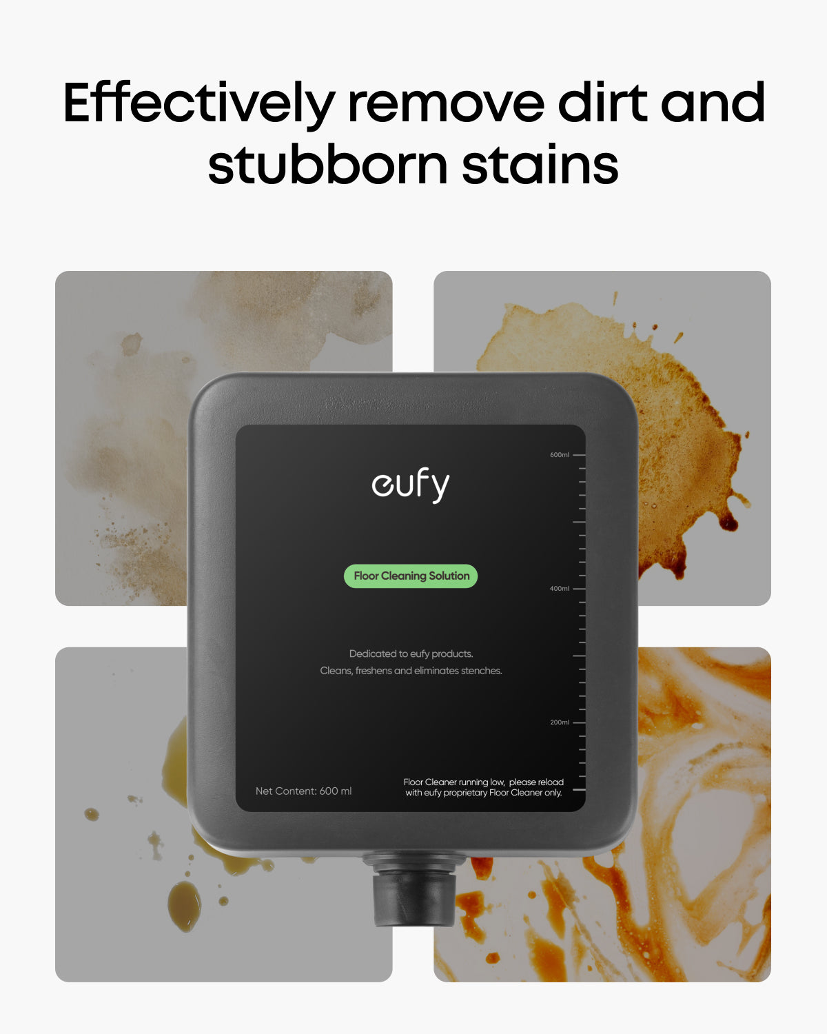 eufy Floor Cleaning Solution, Ready to Use, 600 ml, Floor Cleaning Solution, Safe, Compatible with E25