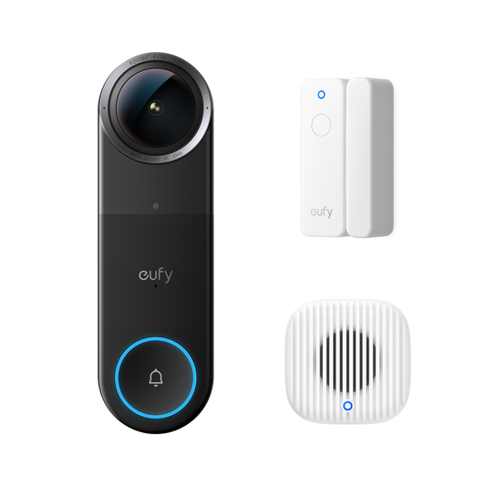 eufy Wired Video Doorbell S4 with Chime 2 (Wired) + Entry Sensor E20