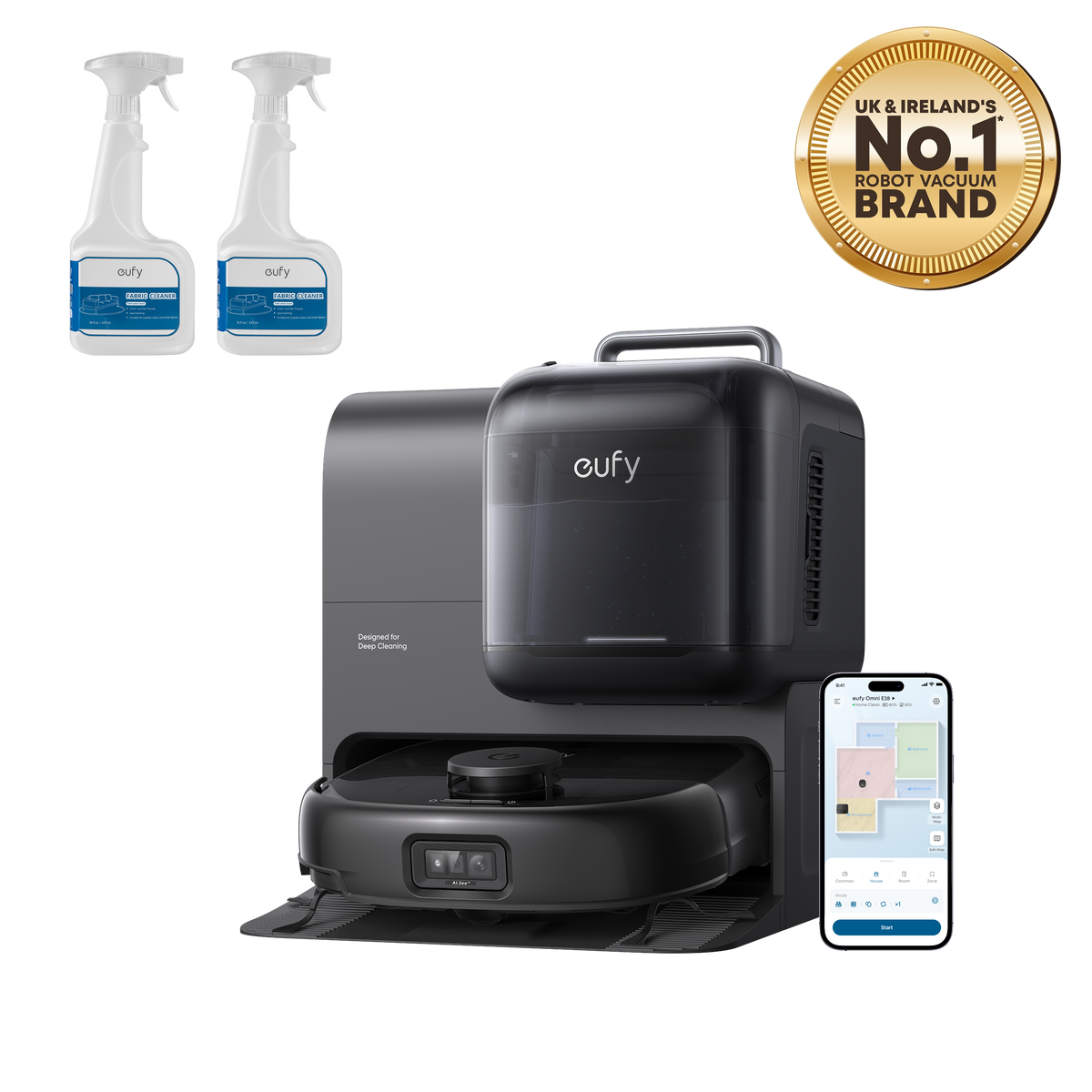 eufy Robot Vacuum Omni E28 with 2 Fabric Cleaners