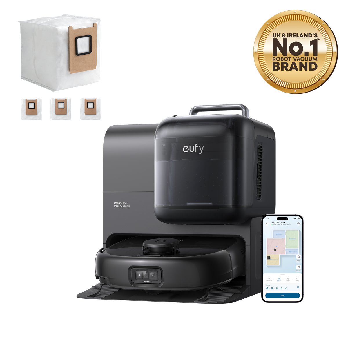 eufy Robot Vacuum Omni E28 with 3 Extra Dust Bags
