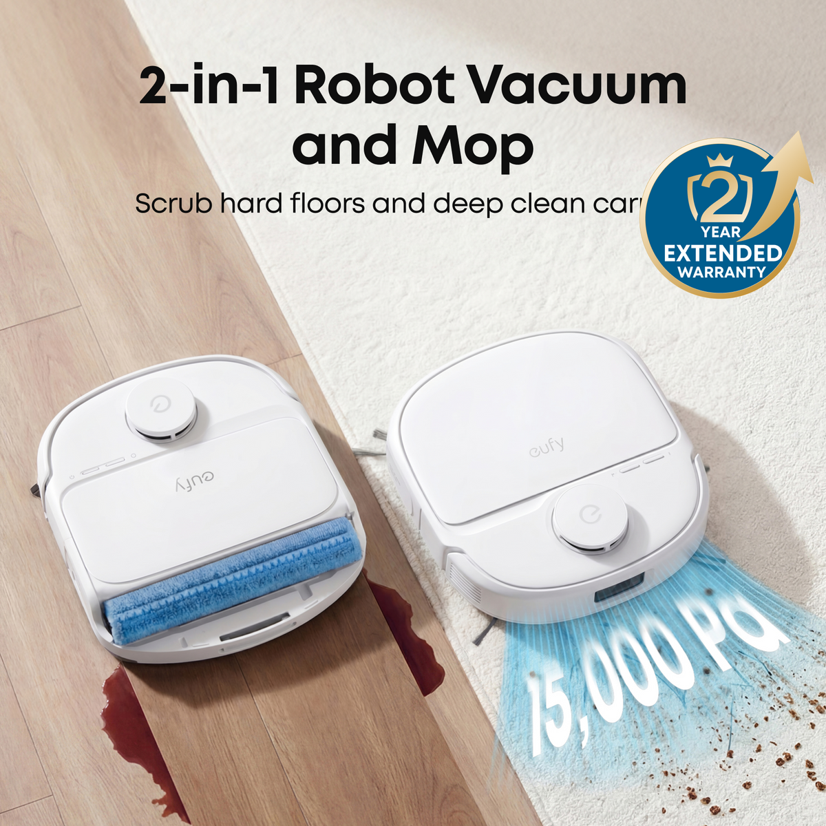 eufy Omni C28 Robot Vacuum (White) and Mop with Dust Bag