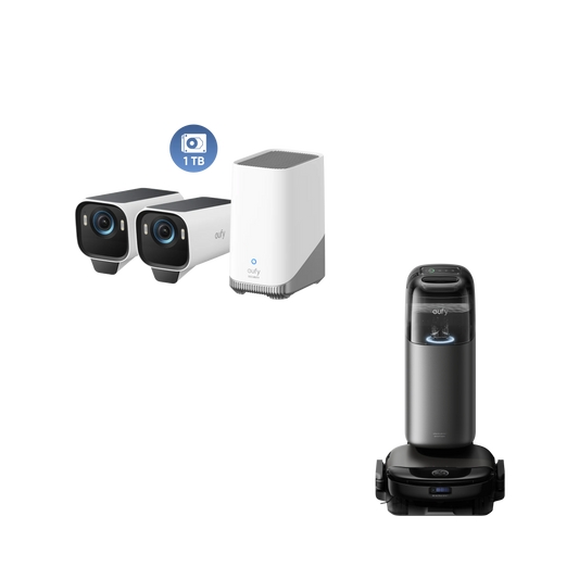 eufy Robot Vacuum Omni S1 Pro + eufyCam S3 Pro 2-Cam Kit + 1 TB Hard Drive