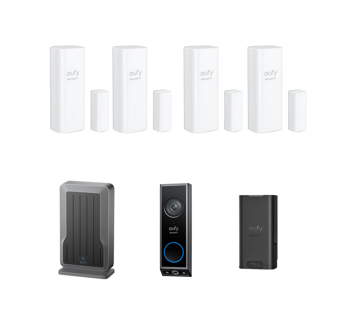 eufy Wi-Fi Module Adapter for eufy NVR PoE System+Entry Sensor( 4 pack)+Video Doorbell E340 + Battery Pack