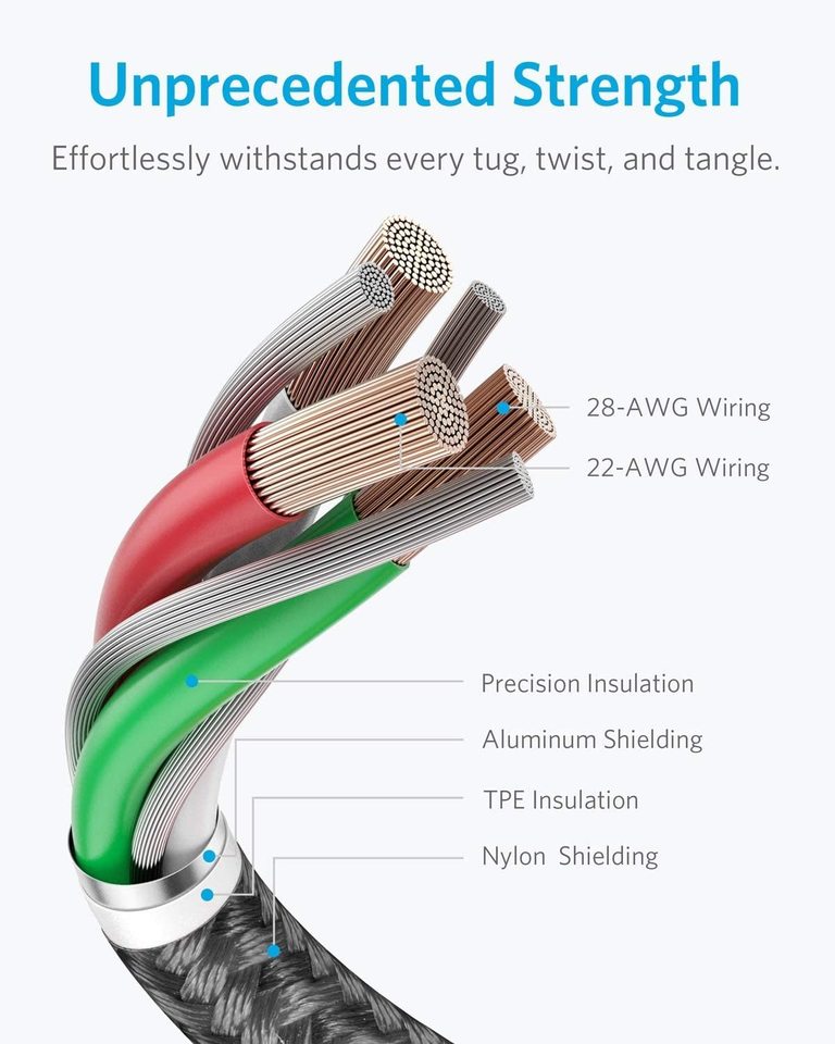 Anker <b>331</b> USB-A to Lightning Cable (1.8m Nylon), MFi Certified